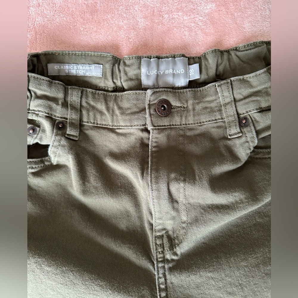 Lucky Brand Boys Size 18 Khaki Classic Straight Stretch Jean Pants